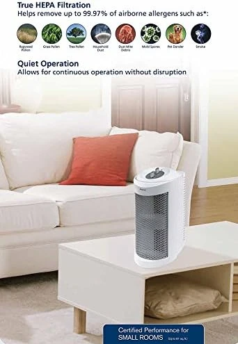 Мини Пречиствател на въздух за отстраняване на алергени True HEPA с Допълнителен Ионизатором|Пречиствател на въздуха за малки помещения, Бяла (HAP706-NU-1) Озоновия генератор - 5