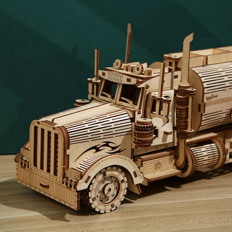 Направи си САМ 3D дървени пъзели Модел бензовоза Модел пъзел строителни комплекти дървени монтажна играчка за деца, образователна играчка за възрастни - 1