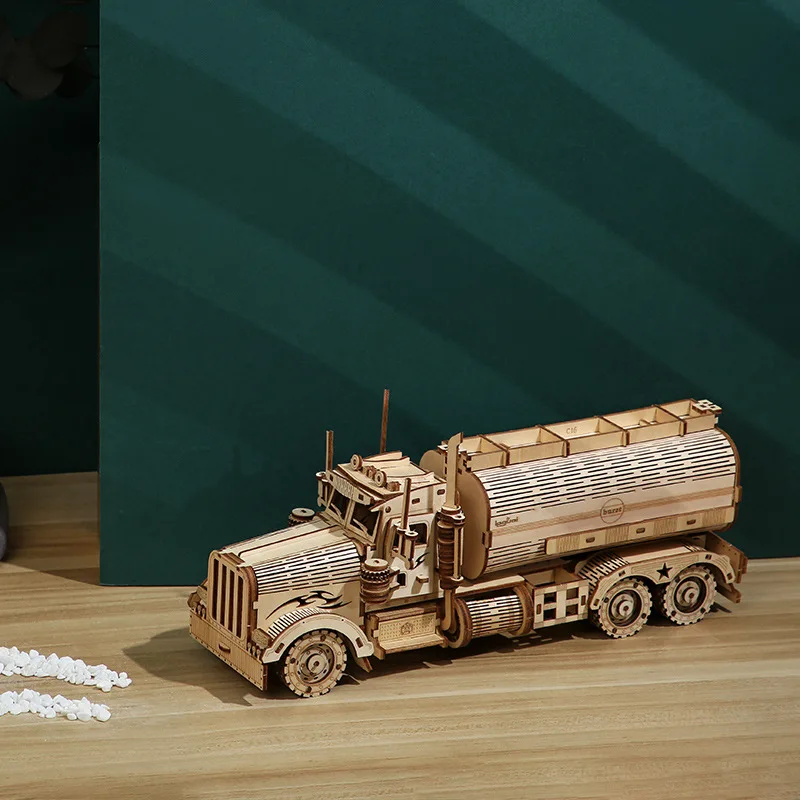 Направи си САМ 3D дървени пъзели Модел бензовоза Модел пъзел строителни комплекти дървени монтажна играчка за деца, образователна играчка за възрастни - 2