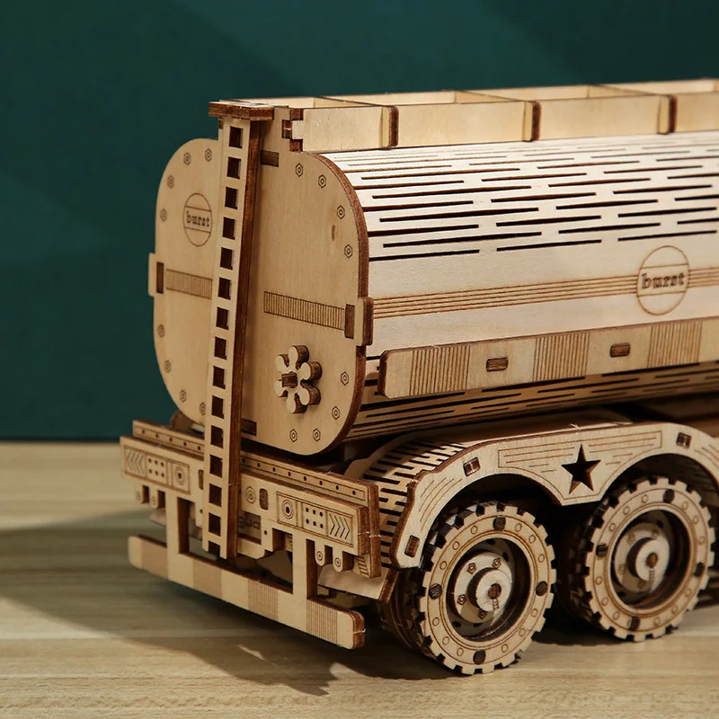 Направи си САМ 3D дървени пъзели Модел бензовоза Модел пъзел строителни комплекти дървени монтажна играчка за деца, образователна играчка за възрастни - 3