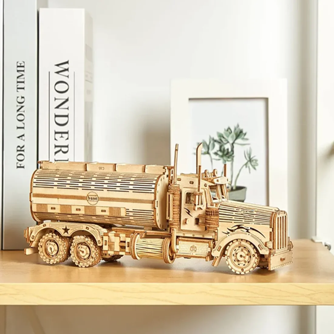 Направи си САМ 3D дървени пъзели Модел бензовоза Модел пъзел строителни комплекти дървени монтажна играчка за деца, образователна играчка за възрастни - 4