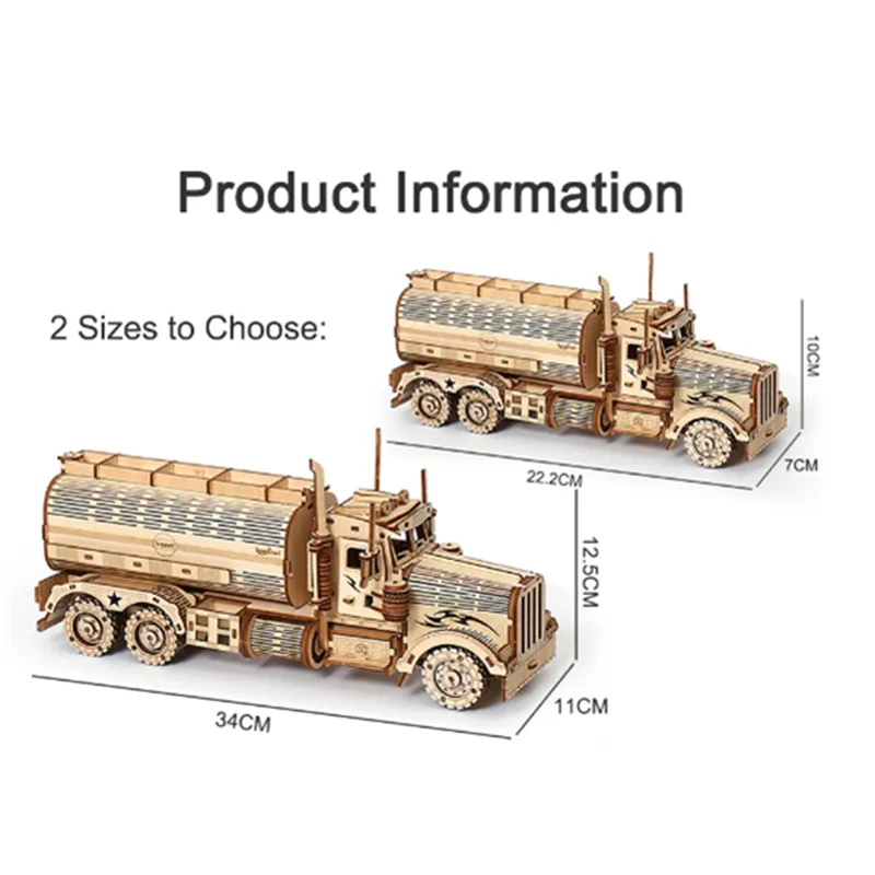 Направи си САМ 3D дървени пъзели Модел бензовоза Модел пъзел строителни комплекти дървени монтажна играчка за деца, образователна играчка за възрастни - 5