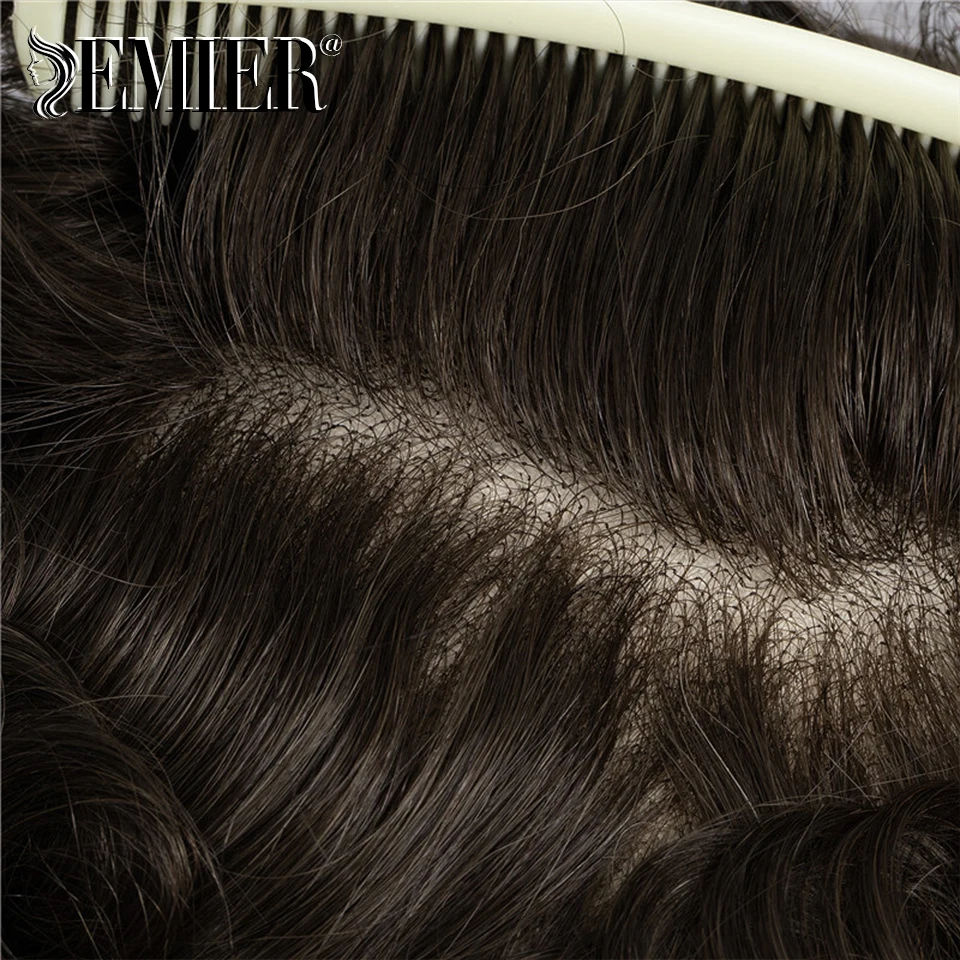 Нова мъжка перука с пълна дантела, система за човешки косъм на френската дантела основа, на мъжка перука, дишаща мъжки капилярна протеза, естествена перука за мъже - 5