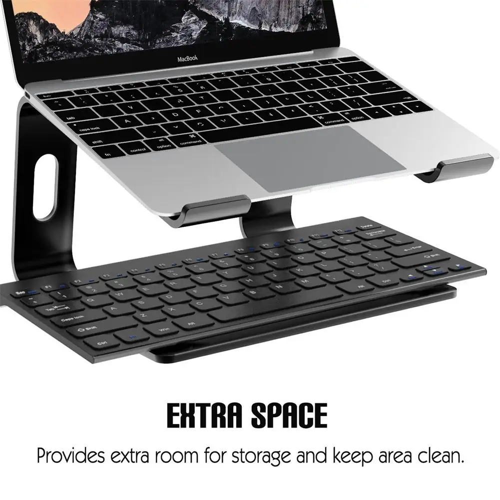Новата поставка за лаптоп Ергономичен бюро за лаптоп, подемник, метални охлаждащ титуляр, който е съвместим с лаптоп размер до 15,6