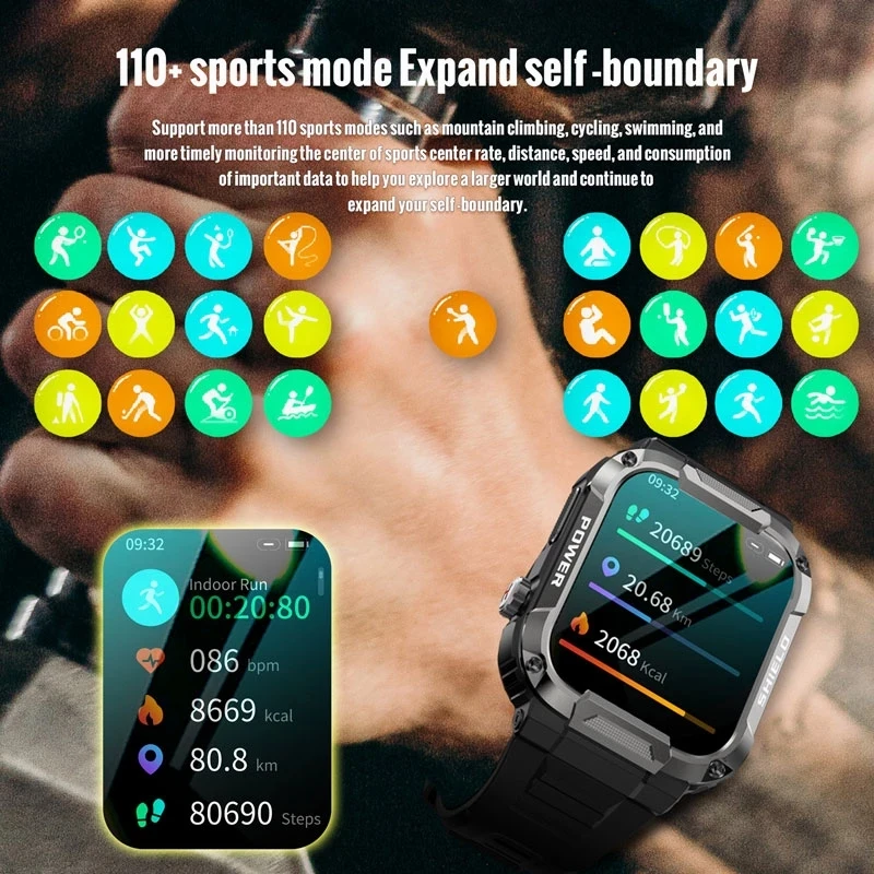 Новите смарт часовници с Bluetooth-разговори, мъжки IP68 5ATM, водоустойчив, за спорт на открито, фитнес тракер, монитор здраве, умни часовници за Android и IOS - 3