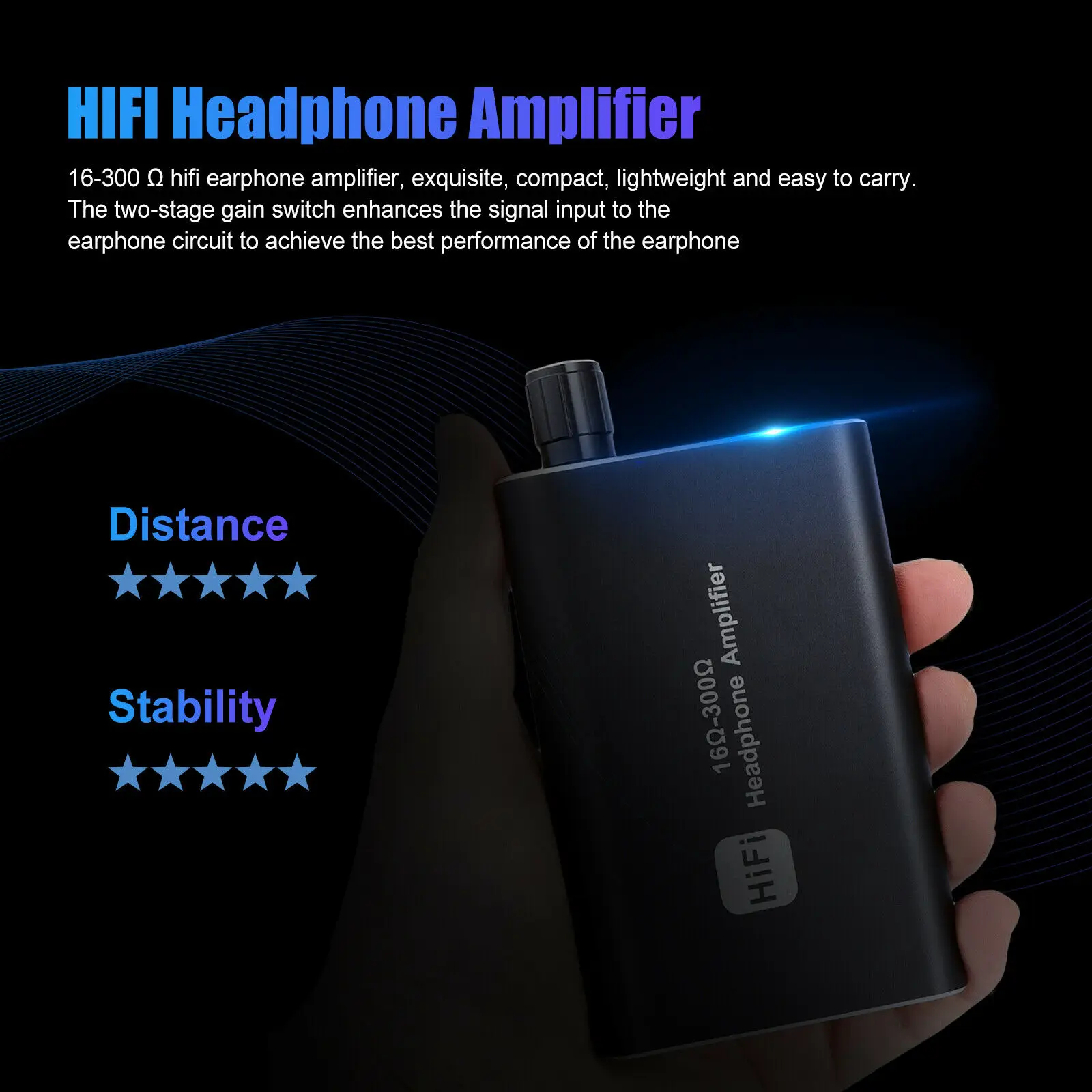 Портативен усилвател за слушалки за Hi-Fi усилвател за слушалки 3,5 mm, стереозвук с ключа, двоен изход с 2-уровневым увеличаване на - 3