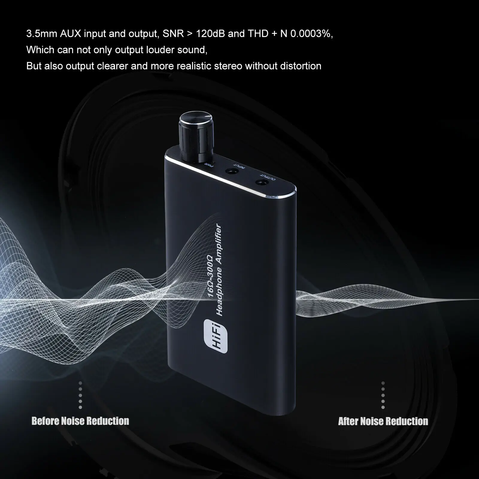 Портативен усилвател за слушалки за Hi-Fi усилвател за слушалки 3,5 mm, стереозвук с ключа, двоен изход с 2-уровневым увеличаване на - 5
