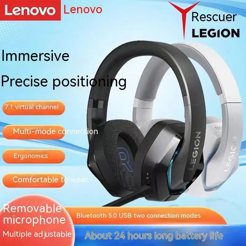 Слушалки Lenovo H5 безжични слушалки с шумоподавляющим микрофон за обучения музикални слушалки с Bluetooth са слушалки за геймъри  - 0