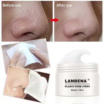 Крем за премахване на черни точки LANBENA, книжен растителната лента за дълго, почистване от акне в носа, кална маска за премахване на лющене, грижа за кожата