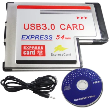 Двойна 2 Порта USB 3.0 ExpressCard Адаптер 5 Gbit/с USB-ХЪБ, 54 mm ExpressCard Слот Express Card PCMCIA Конвертор За Лаптоп Преносимия КОМПЮТЪР